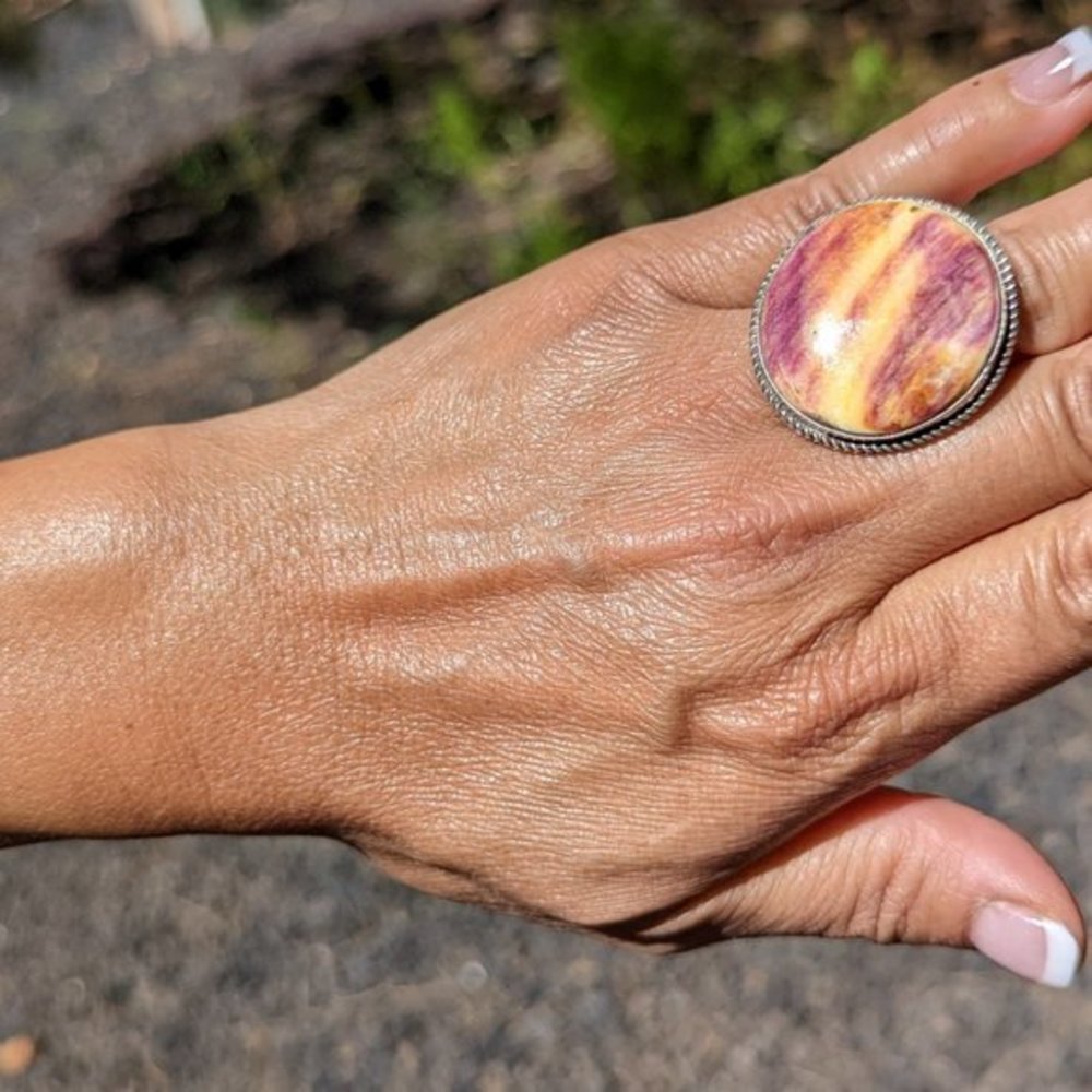 Navajo Statement Ring Spiny Oyster Sterling‎ Silver Beautiful Signed*** - Picture 5 of 10